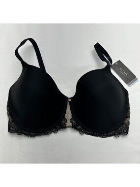 Natori Black/Café Smooth Contour Bra 34DDD With Lace Trim & Adjustable Straps
